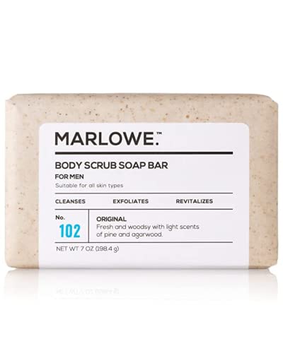 MARLOWE. No. 102 Men's Body Scrub Soap 7 oz | Best Exfoliating Bar for Men | Made with Natural Ingredients | Green Tea Extract | Amazing Scent