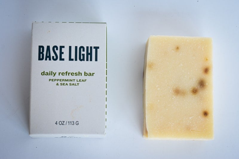 Base Light Soap Top Down on White Background
