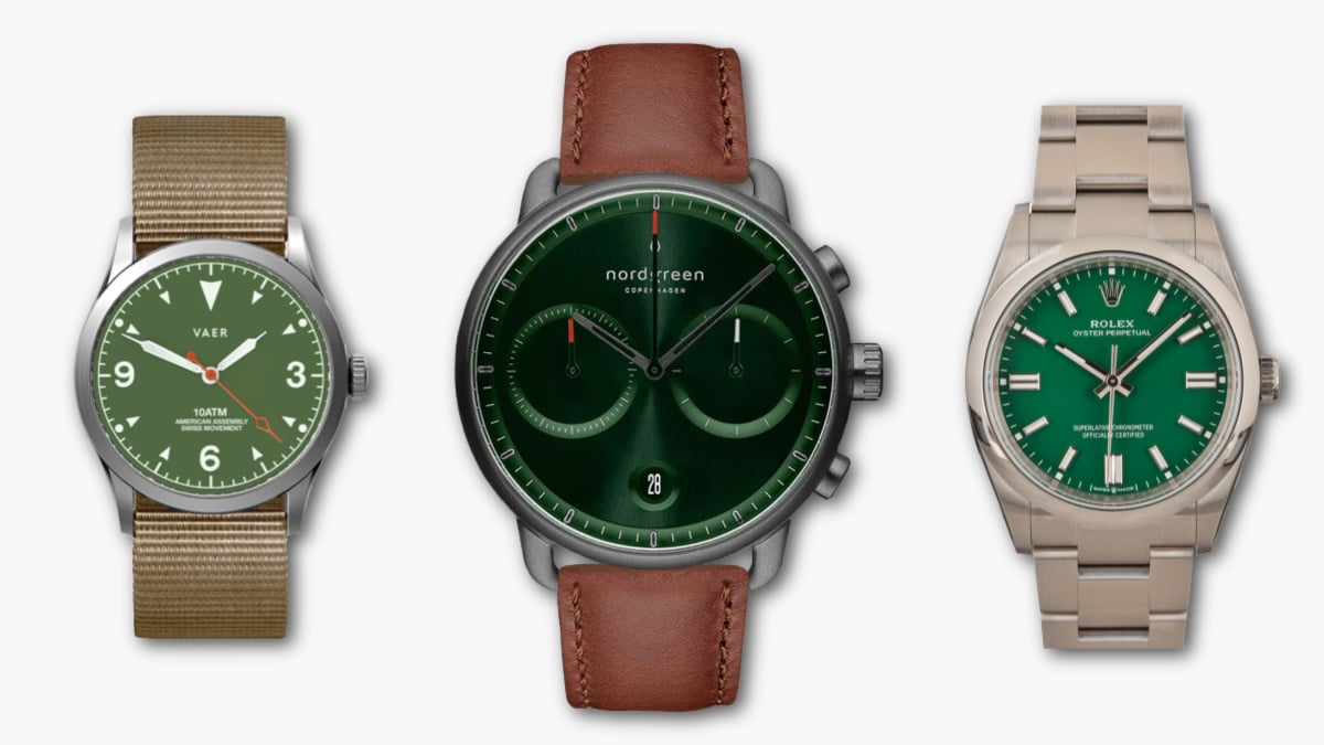 Best Green Dial Watches for Men VAER C3 Nordgreen Pioneer Rolex OP Green