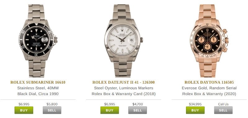 Bobs Watches Rolex prices