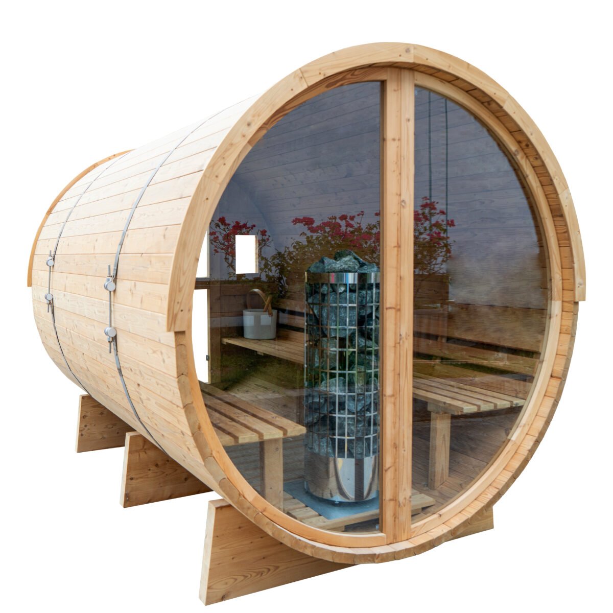 Full view of Redwood Outdoors Thermowood Panorama Sauna