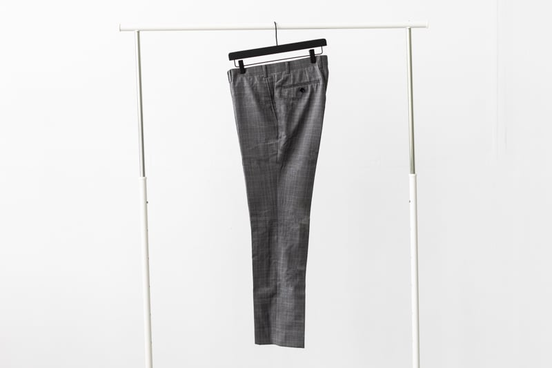 Indochino Harrogate Glen Check Suit pants on hanger