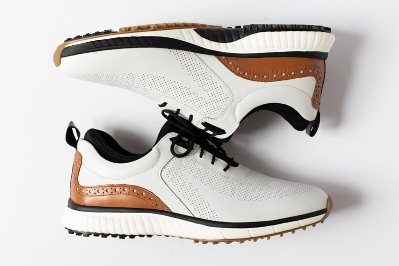 Johnston and Murphy XC4 H1 Luxe Hybrid golf shoes from above on white background