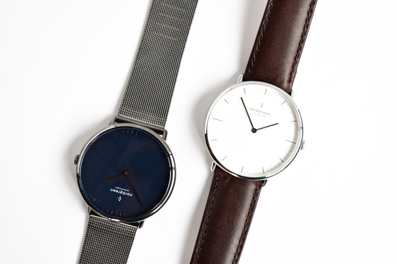 Nordgreen native white dial and blue dial opposed