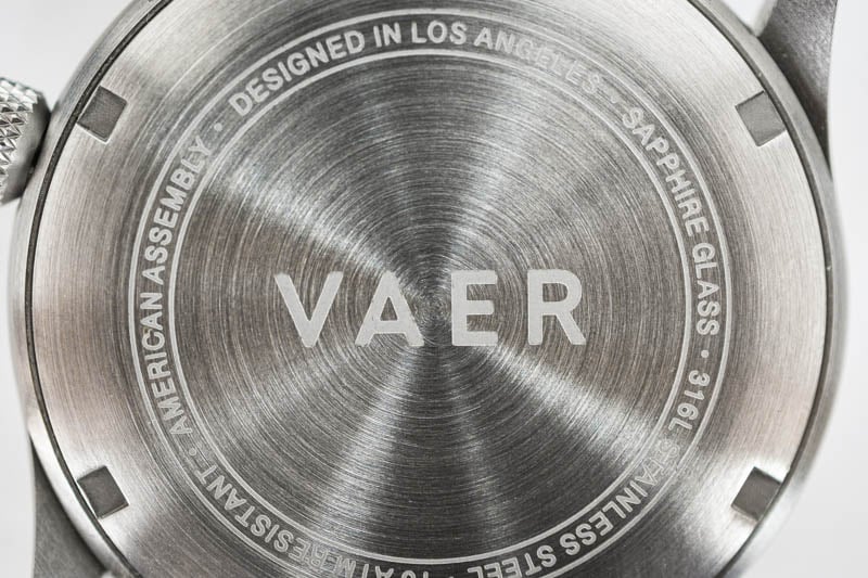 vaer caseback logo laser etching